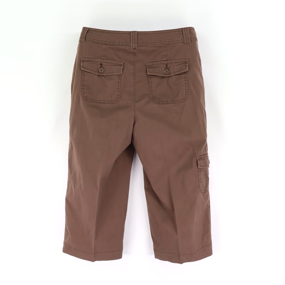 Croft & Barrow Capri Pants Womens Sz 8 Brown Cotton Embroidered Pockets Mid Rise - Picture 2 of 7